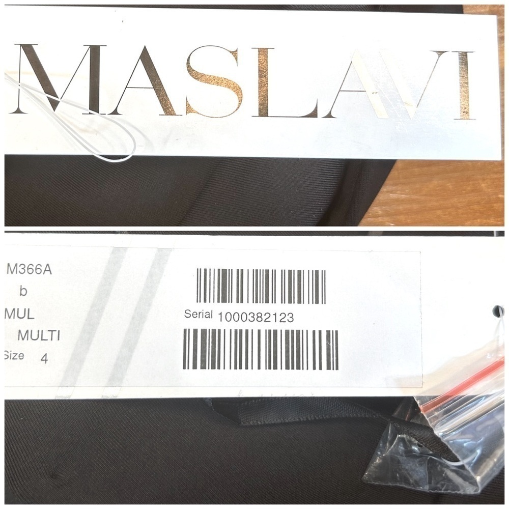 NWT Maslavi Jovani A-Line Black Striped Cocktail Dress, Beaded Waist & Pockets 4 - Picture 13 of 16